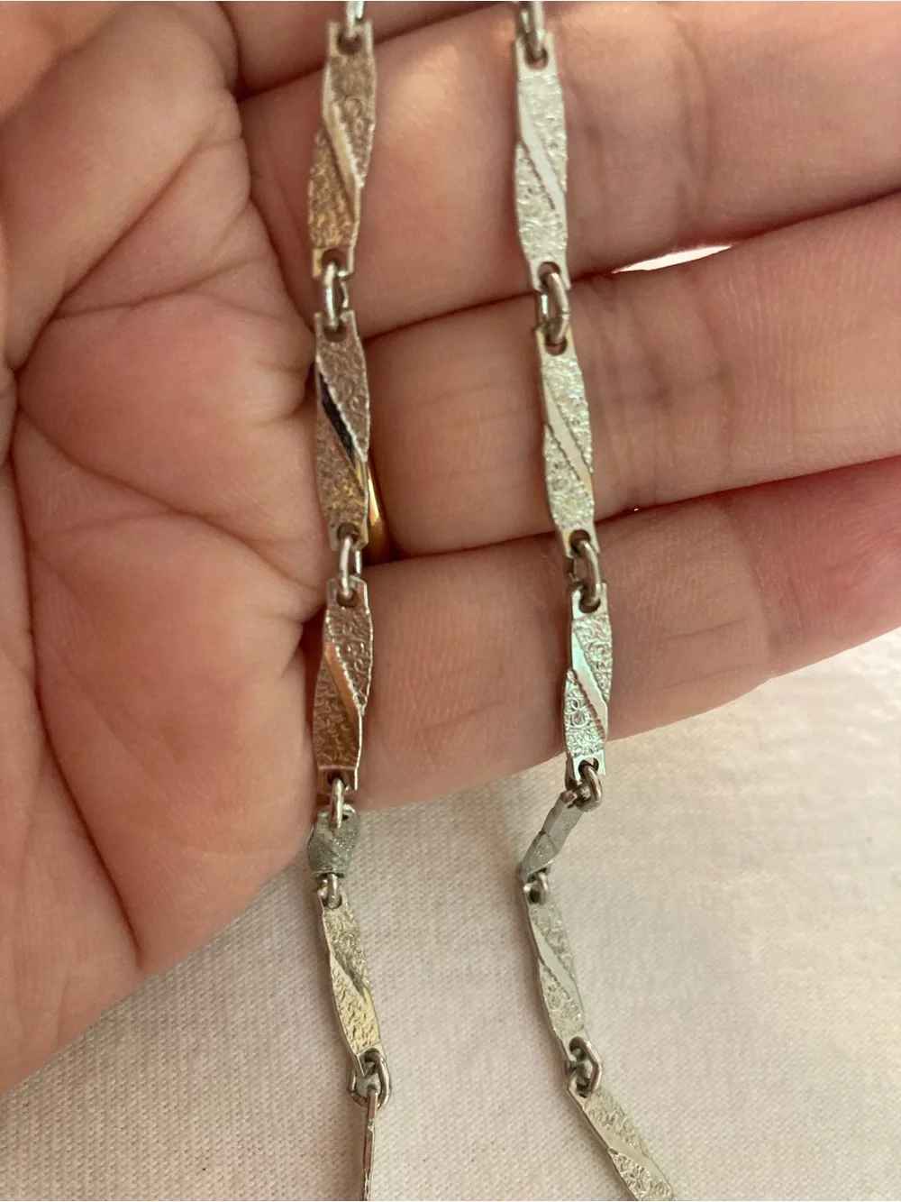 Vintage Silver Tone Fancy Chain Necklace